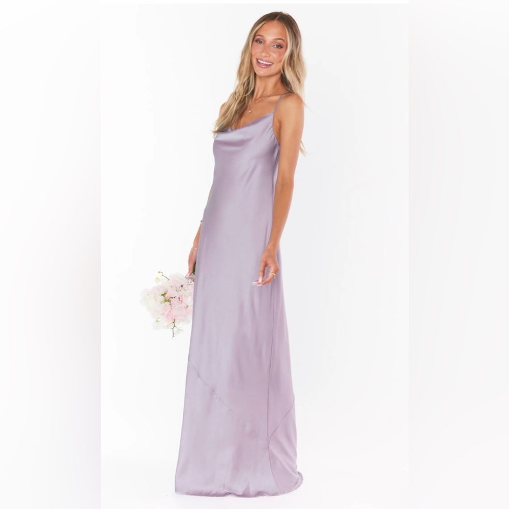 Mumu Weddings Tuscany Maxi Slip Dress w/ Sash Silver Satin luxe *Discontinued*